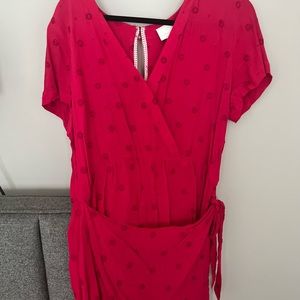 Anthropologie Hot Pink Skirted Romper